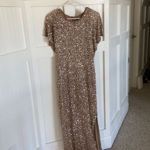 Sequined flutter sleeve dress